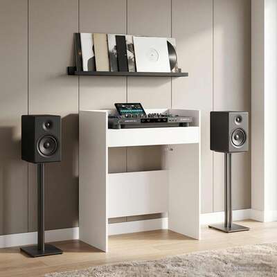 DJ Table White Engineered Wood 62x45x102cm