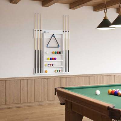 Billiard Cue Stand Engineered Wood White 93x12x103cm