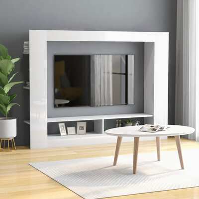TV  Cabinet High Gloss White Chipboard