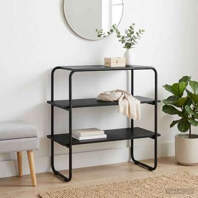 Black Oak Console Table 80cm Engineered Wood | EXTG