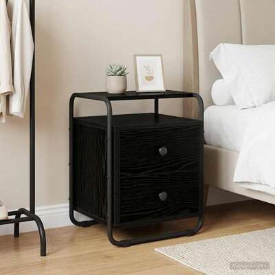 Black Oak Bedside Cabinet 2 Drawers | EXTG