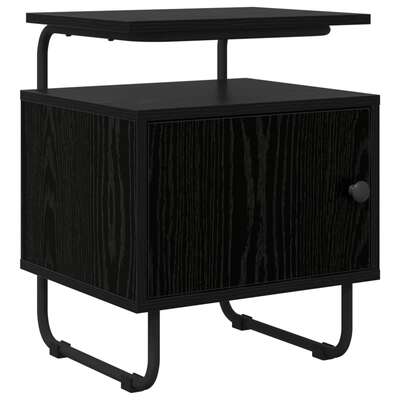 Black Oak Bedside Cabinet Engineered Wood | EXTG