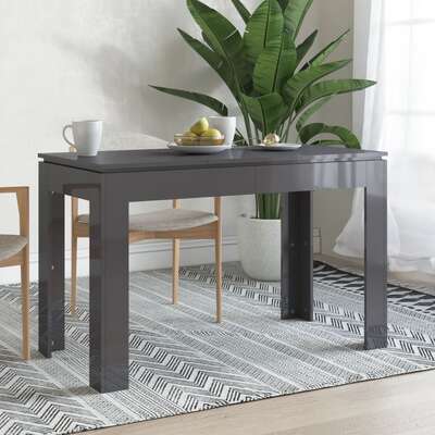 Dining Table High Gloss Grey - Chipboard