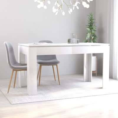 Dining Table High Gloss White 140x70x76 cm Chipboard
