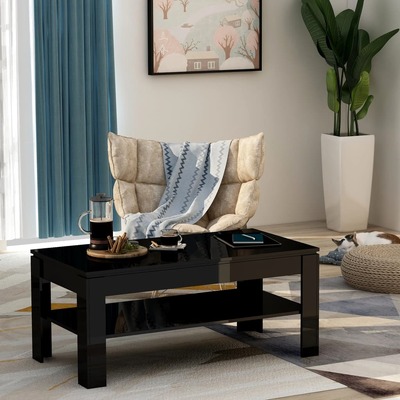 Coffee Table High  Gloss Black Chipboard
