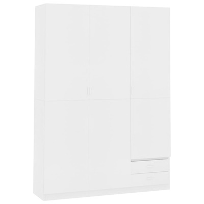 3-Door Wardrobe White  Chipboard