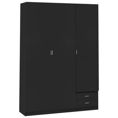 3-Door Wardrobe Black  Chipboard