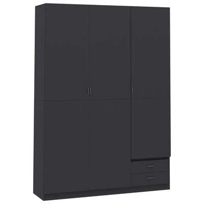 3-Door Wardrobe Grey Chipboard