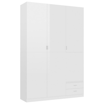 3-Door Wardrobe High Gloss White Chipboard