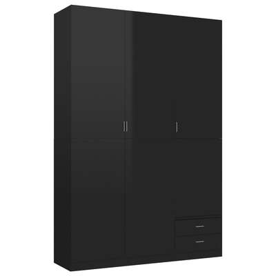 3-Door Wardrobe High Gloss Black  Chipboard