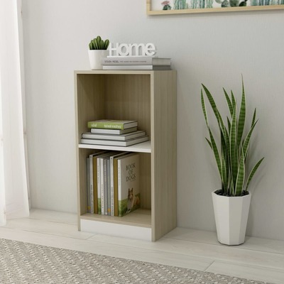 Bookshelf White and Sonoma Oak 40x24x75 cm Chipboard