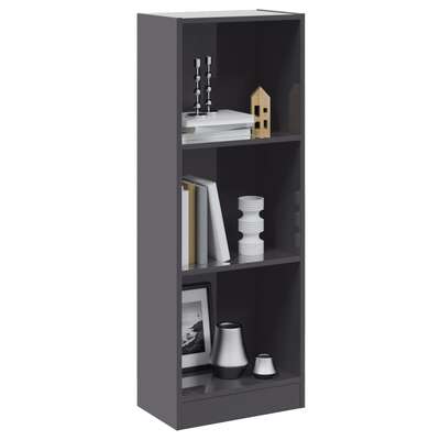 3-Tier Book Cabinet High Gloss Grey /Chipboard