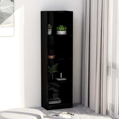 4-Tier Book Cabinet High Gloss Black