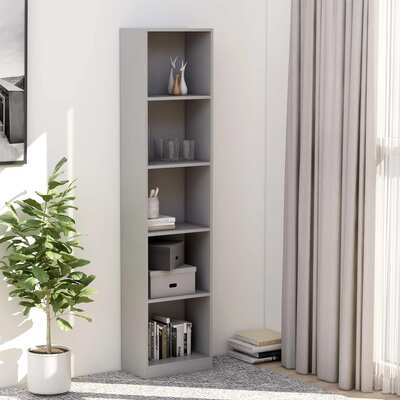 5-Tier Book Cabinet Grey / Chipboard