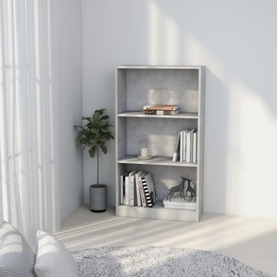 3-Tier Book Cabinet Concrete Grey, Chipboard