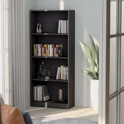 4-Tier Book Cabinet Grey 60x24x142 cm Chipboard
