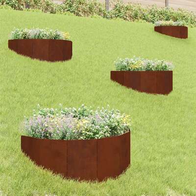 Steel Lawn Edging Rusty 4pcs 100x45cm | EXTG