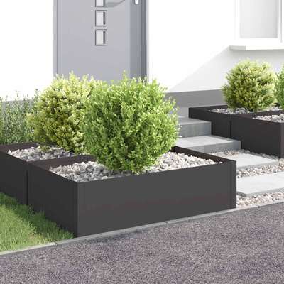 Steel Lawn Edging Panels 4-Pack Black | EXTG