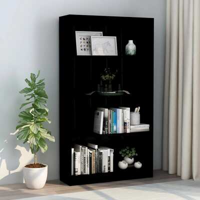 4-Tier Book Cabinet High Gloss Black, Chipboard