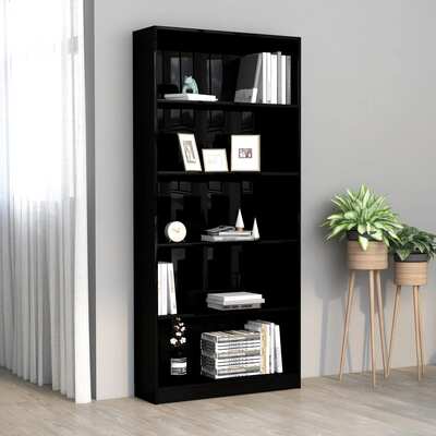 5-Tier Book Cabinet High Gloss Black 80x24x175 cm Chipboard