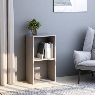 2-Tier Book Cabinet Grey, Chipboard