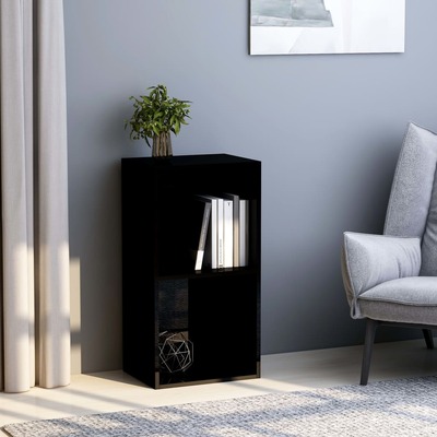 2-Tier Book Cabinet High Gloss Black - Chipboard