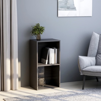 2-Tier Book Cabinet High Gloss Grey - Chipboard