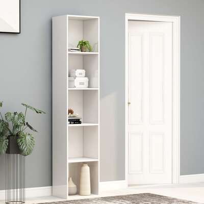 Book Cabinet High Gloss White 40x30x189 cm Chipboard
