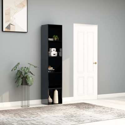 Book Cabinet High Gloss Grey 40x30x189 cm Chipboard