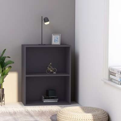 2-Tier Book Cabinet Grey - Chipboard
