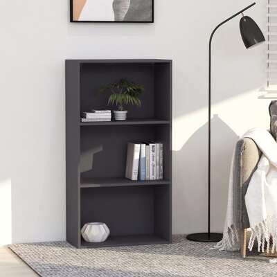 3-Tier Book Cabinet Grey Chipboard