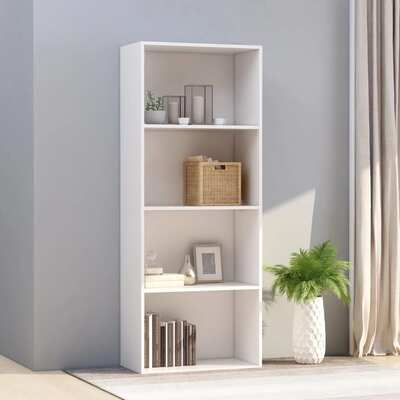 4-Tier Book Cabinet White  Chipboard