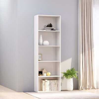5-Tier Book Cabinet High Gloss White - Chipboard