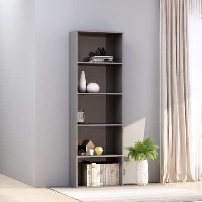 5-Tier Book Cabinet High Gloss Grey-Chipboard