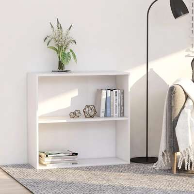 2-Tier Book Cabinet White Chipboard