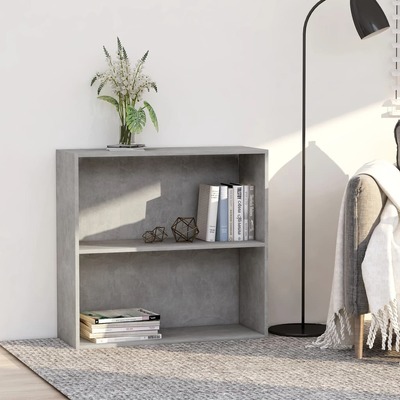 2-Tier Book Cabinet Concrete Grey Chipboard