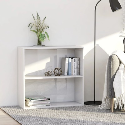 2-Tier Book Cabinet High Gloss White  Chipboard