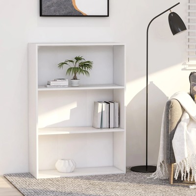 3-Tier Book Cabinet White 80x30x114 cm Chipboard