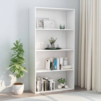 4-Tier Book Cabinet White 80x30x151.5 cm Chipboard