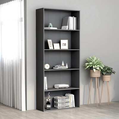 5-Tier Book Cabinet Grey  Chipboard