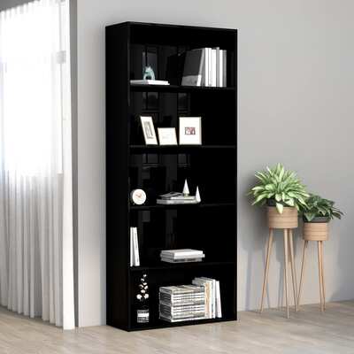 5-Tier Book Cabinet High Gloss Black  Chipboard
