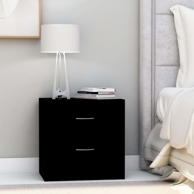 Bedside Cabinets 2 pcs Black - Engineered Wood