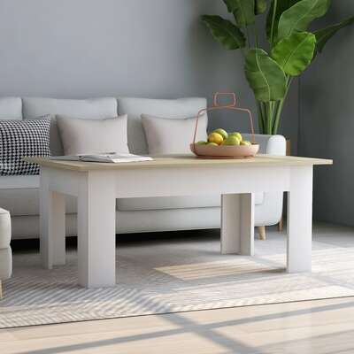 Coffee Table White and Sonoma Oak - Chipboard