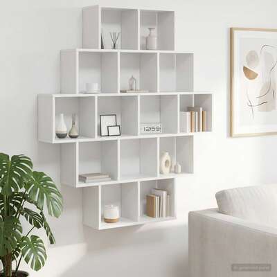 Wall Shelf White 14 Compartments 120cm | EXTG