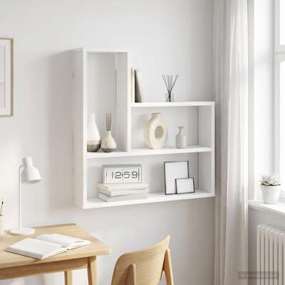 White Wall Shelf 60cm Engineered Wood 3 Tier | EXTG