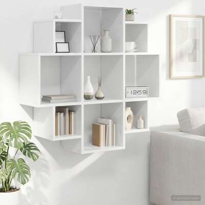 White Wall Shelf 9 Compartments 90cm | EXTG