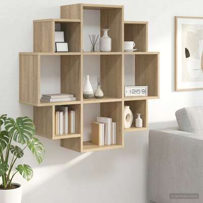 Wall Shelf 9 Compartments Sonoma Oak 90cm | EXTG