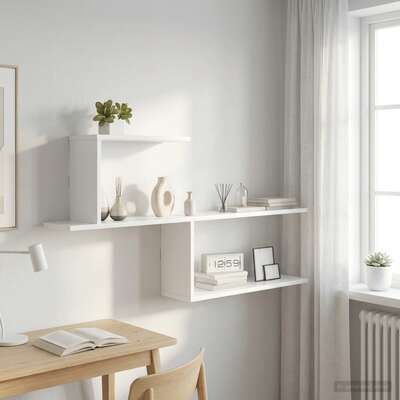 White Wall Shelf 122cm Engineered Wood | EXTG