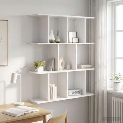 White Wall Shelf 11 Compartments 102cm | EXTG