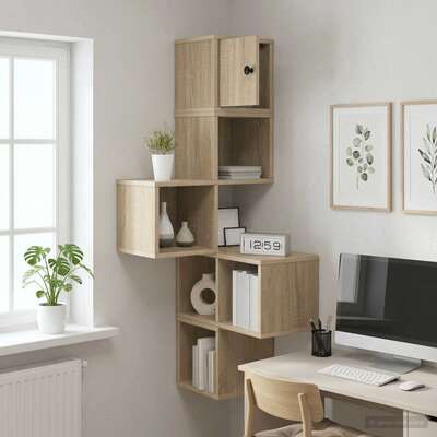 Corner Wall Shelf 7 Tier Sonoma Oak 120cm | EXTG